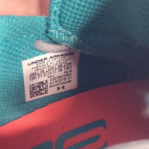 Under Armour 3Zero 3 GS HAlo Gray Teal SC Curry Basketball Shoe Size 12K - Picture 2 of 13